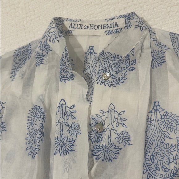 ALIX OF BOHEMIA Rhiannon Blue Lilac Blouse Top Sz XS Boho Blue & White Button Up - Picture 7 of 12